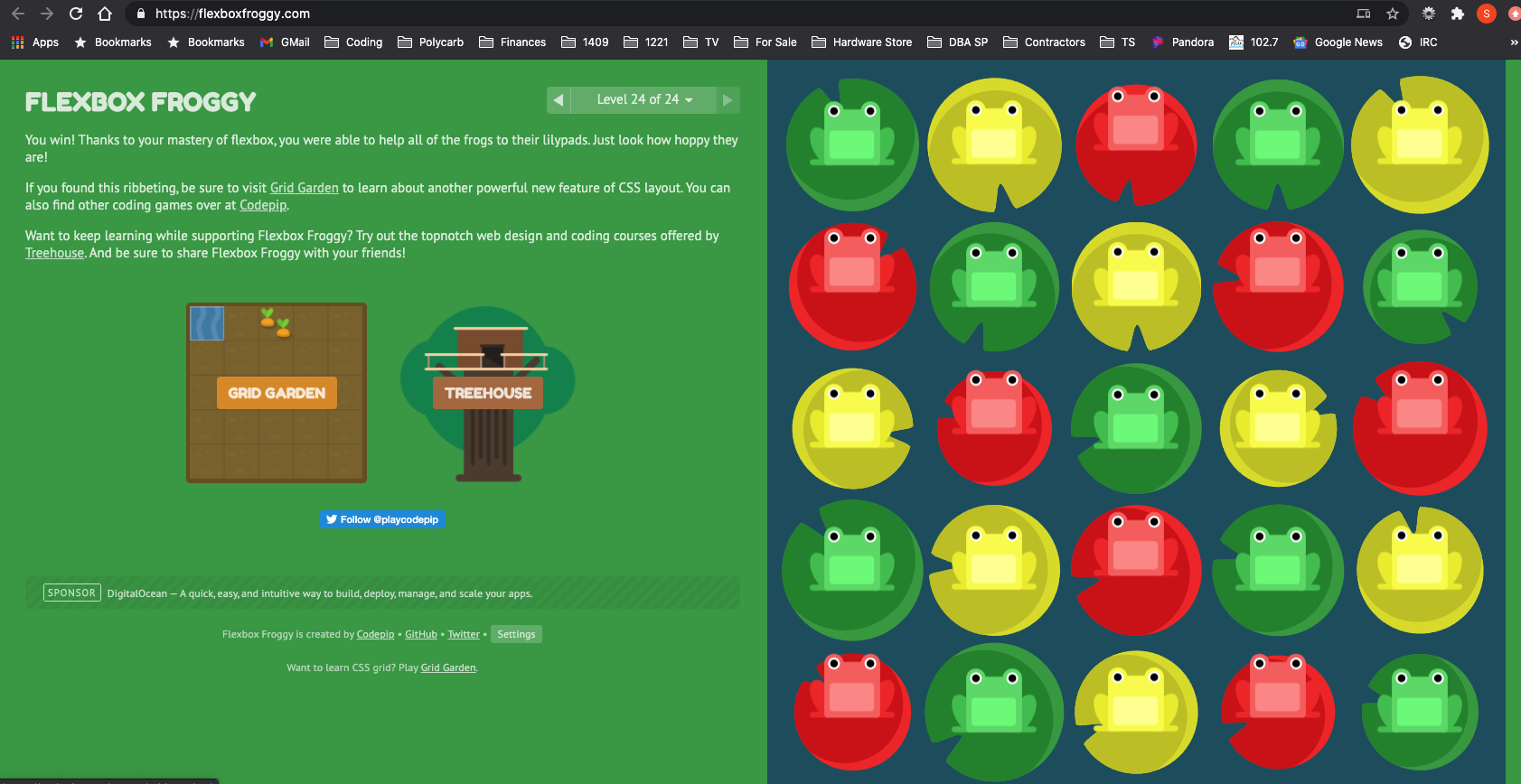 Completed Flexbox Froggy